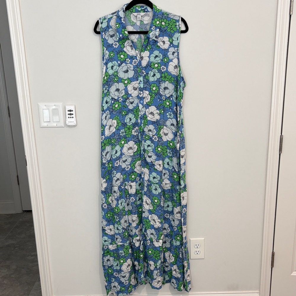 Croft & Barrow Blue and Green Floral Maxi Dress
